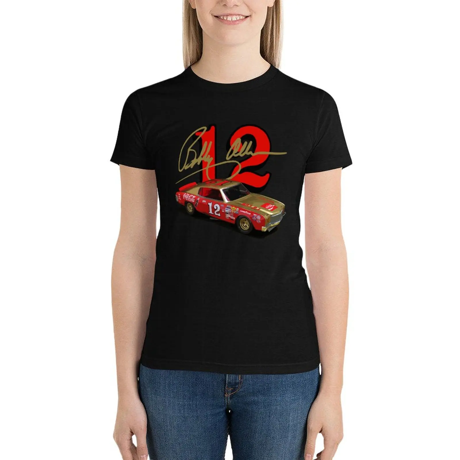 Bobby Allison 1970s Monte Carlo Stock Car T-Shirt Blouse vintage clothes lady clothes cotton t shirts Women