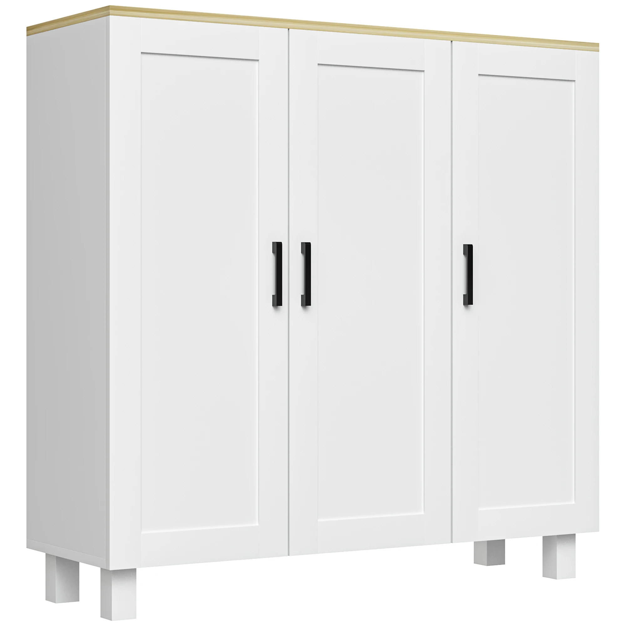 HOMCOM kitchen dresser living room cabinet 3 doors Buffet and adjustable shelves for dining room bedroom Nordic style 90x30x90 cm White