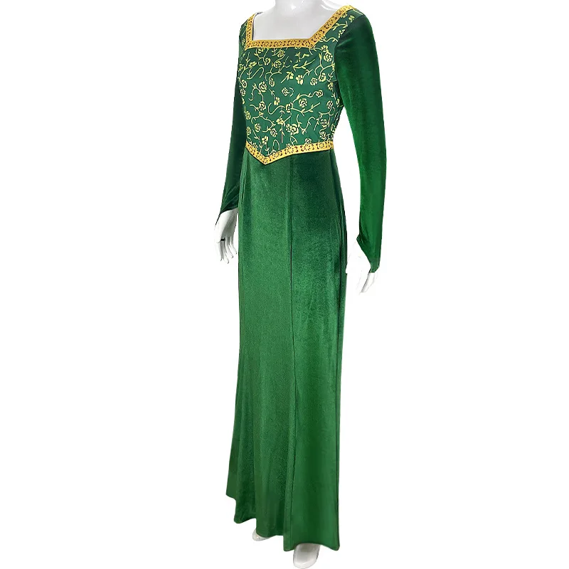 shrek green dress Shrek COS Princess Fiona Cosplay Green Dress Halloween Cosplay Costume