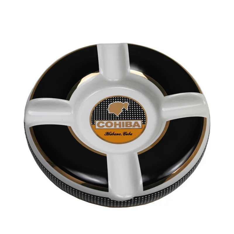 

Cigar Ashtray Large Four Slot Circular Ash Tray Ceramic Cigar Ashtray Bar Counter Household Ashtray