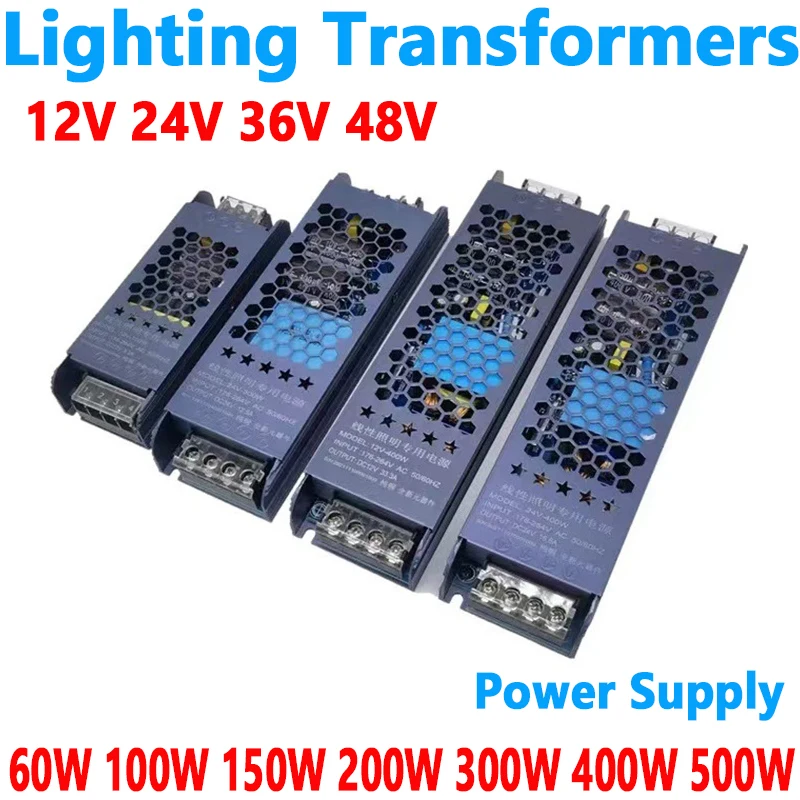 Lighting Transformers 12V 24V 36V 48V Power Supply AC Transformador 190V-220V to 12 24 V Volt 60W 100W 200W 300W 400W LED Driver