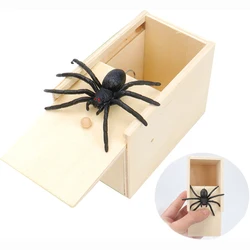 Scared Wooden Magic Box Spoof Scary Little Bug Spider Surprise Box Joke Fun Scare Prank Gifts Kids Adult Toys Tricky Toy