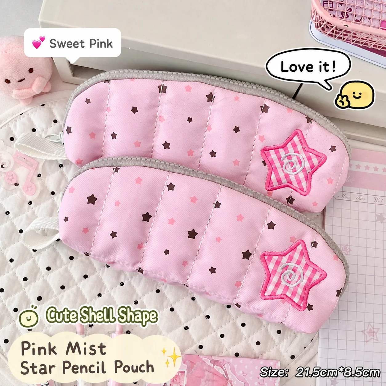 Textile Pencil Bag Cute  Shape Stationery Pouch Pencil Bag Sweet Star Pencil Bag For Going Out Students Office