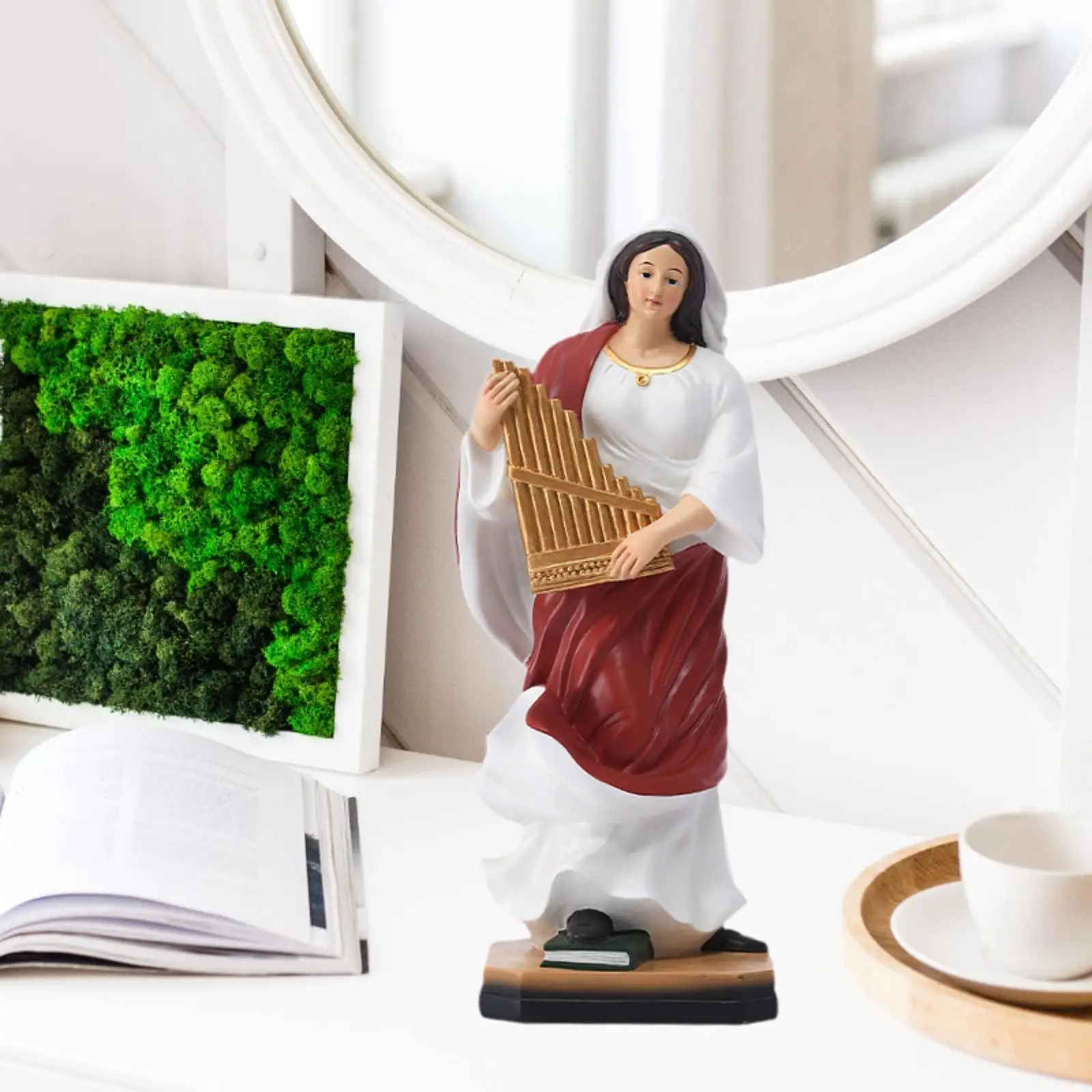 

Woman Statue Ornament Resin Collection Decorative 31cm Character Sculpture for Christmas Cabinet Bookshelf Desk Bedroom