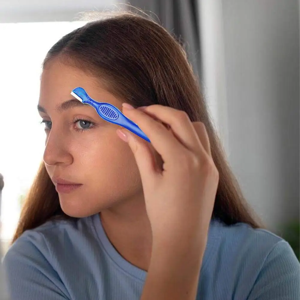 Pettine per lama di rasoio per sopracciglia Mini rasoio per sopracciglia portatile Rasoi per il viso multiuso Strumento per trucco di bellezza in acciaio inossidabile per donne e uomini