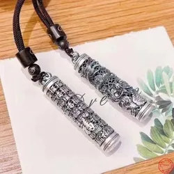 S999 Sterling Silver Pendants for Men Women Retro Old Chinese Fu Flying Loong Hollow Filigree Jewelry Amulet Wholesale