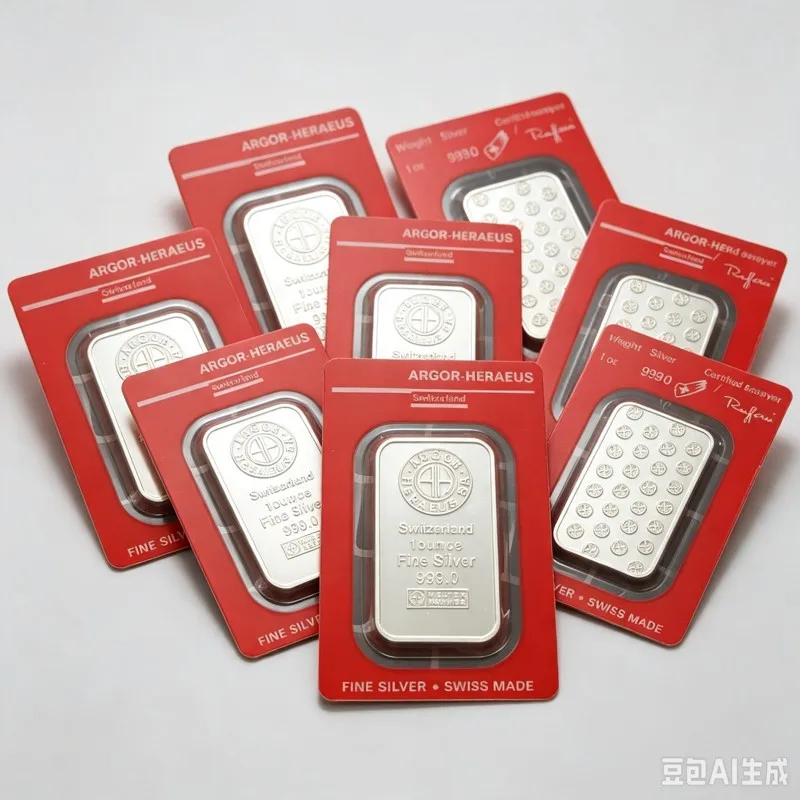 Replica Non Magnetic Argor Heraeus 1 ounce Silver Bar Zinc Alloy Silver Plated Commemorative Coins