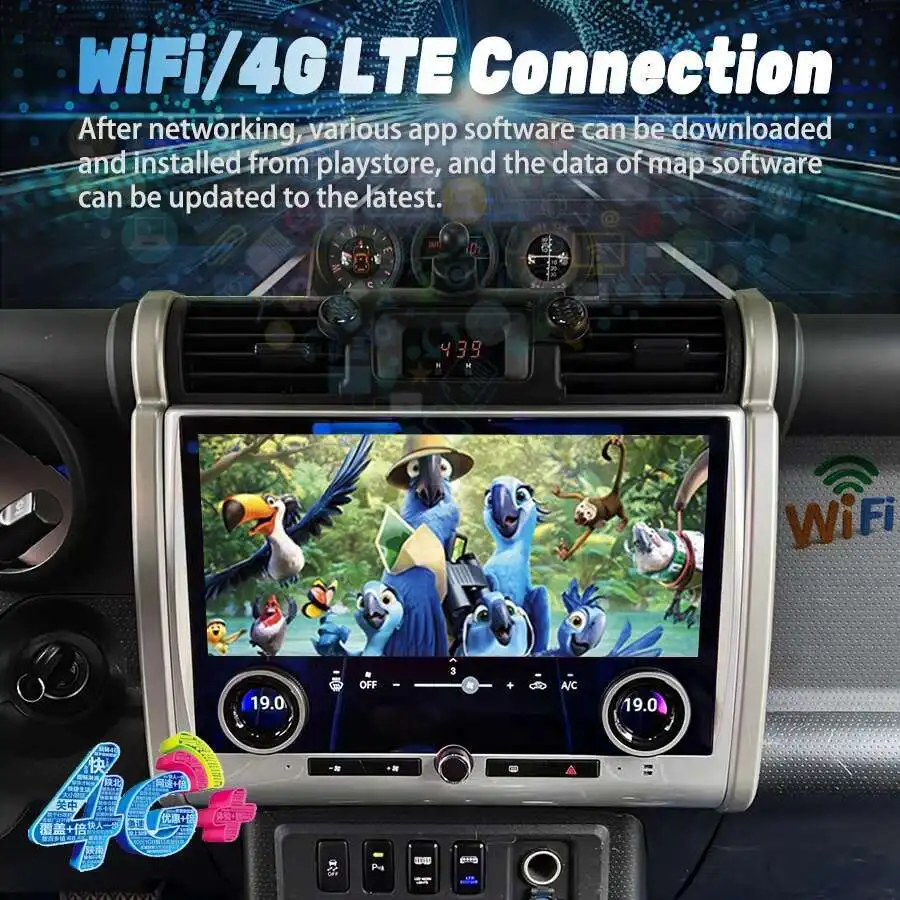 2 Din راديو السيارة الاندورويد مشغل وسائط متعددة لتويوتا FJ كروزر J15 2007-2024 Carplay Auto مع شاشة التحكم في تكييف الهواء