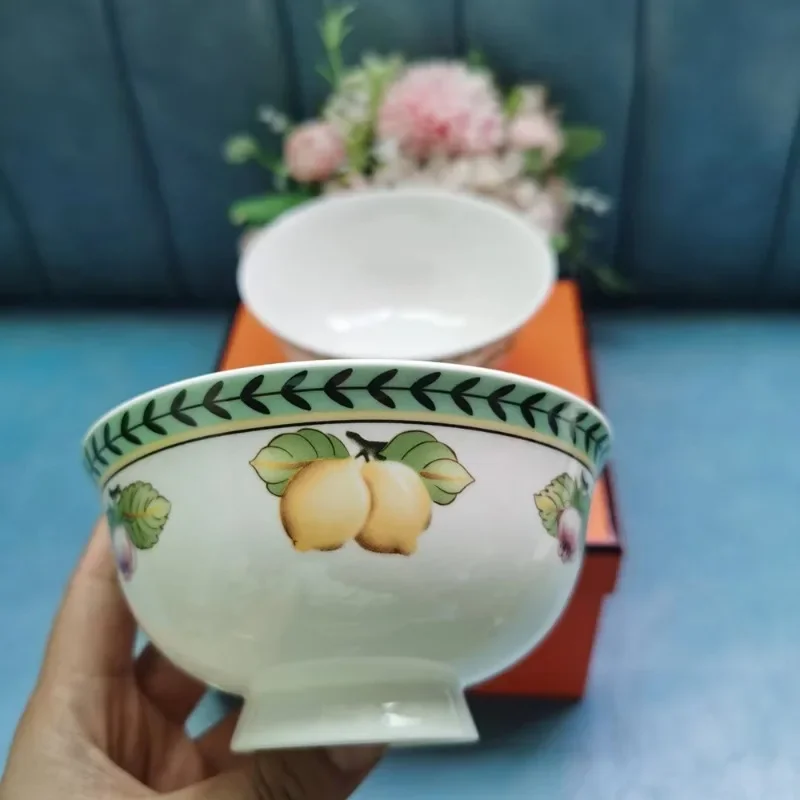 Household Rice Bowl Creative Ceramic Bowl  Authentic Longquan Celadon Bowl Lotus Microwave Suitable Tableware 2PCS/Set