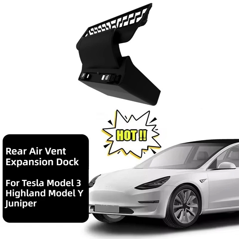 

Док-станция расширения заднего экрана для Tesla Model Y Juniper 2025 Model 3 Highland 2024, заднее вентиляционное отверстие, быстрое зарядное устройство, концентратор, разветвитель мощности