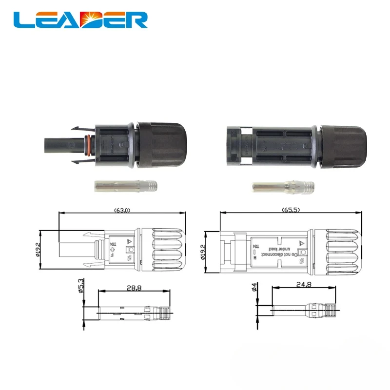 LEADER  TUV Approved 1500V Solar Connector Solar Plug 30A for Solar Panel Connector UV Resistant Mainland China M C 4 Connector