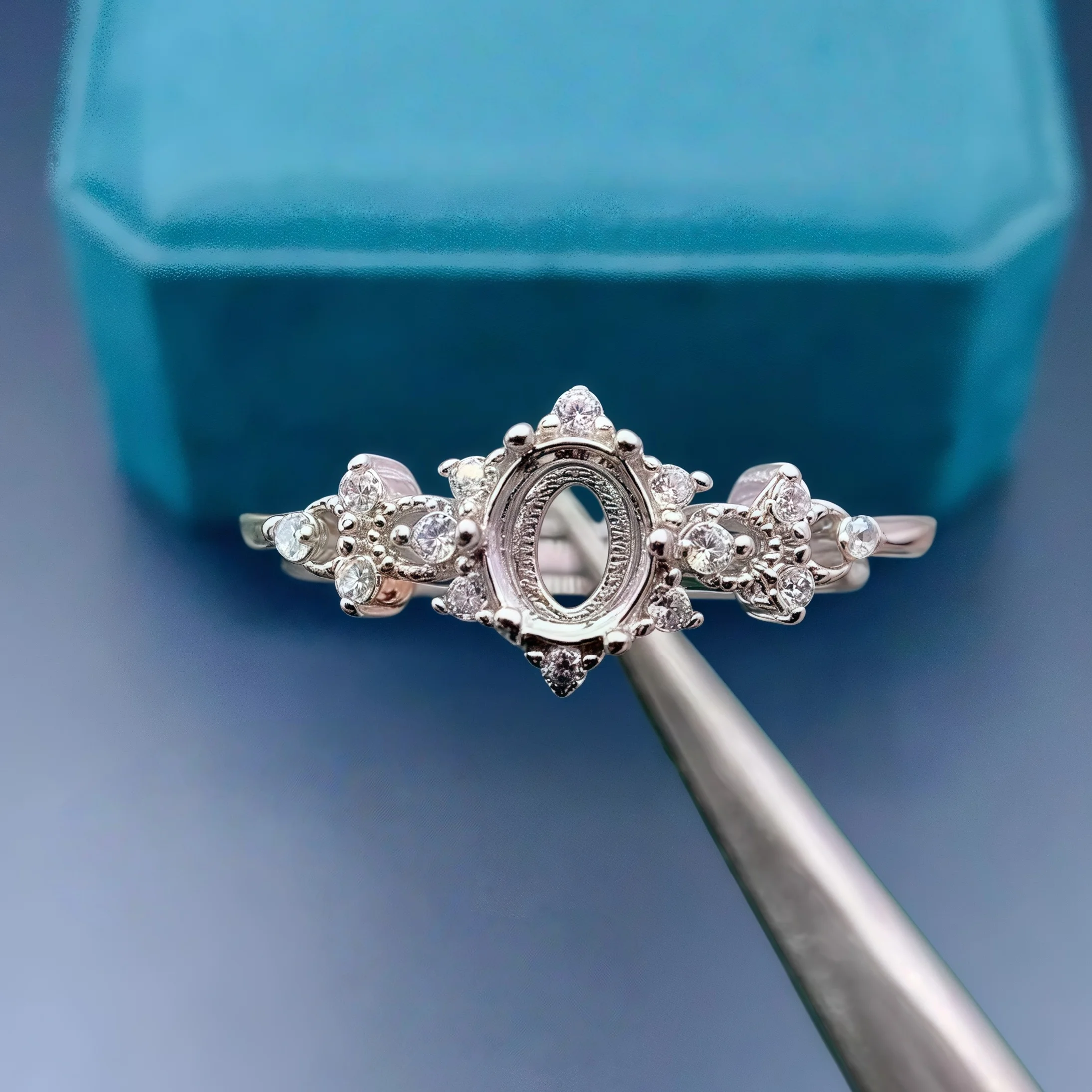 

Setting 4*5mm Ellipse Stone Fashion DIY Empty Ring Holder S925 Sterling Silver Zircon Fine Charm Weddings Jewelry for Woman