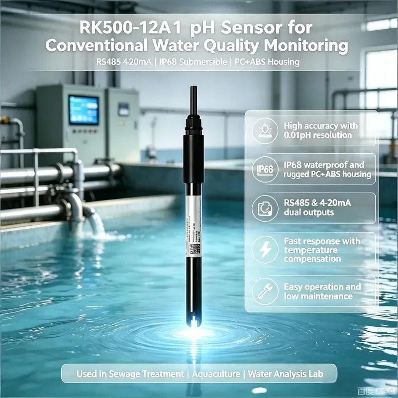 HOT*2026* Online pH Sensor 0-14pH RS485 Modbus 4-20mA IP68 for Sewage Treatment Plant Aeration Basin Effluent Monitoring