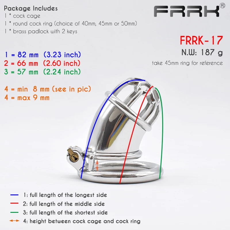 FRRK Male Chastity Device for Men Metal Tube Cock Sleeve Tease Steel BDSM Sex Toys Female Led Relationship Bondage Belt