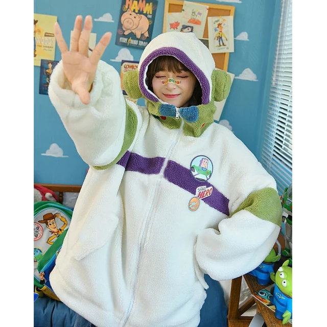 Cartoon Disneys Toy Story Buzz Lightyear Lamb Coat Men Women Winter Warm Thicken Loose Hooded Coat Cosplay Jacket Outwear AliExpress
