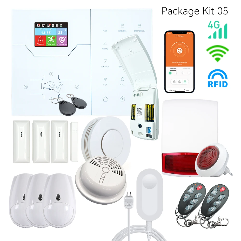 Smart Home Alarm Central HA-VGW, 4G WiFi Security System Free APP Control No Subscription