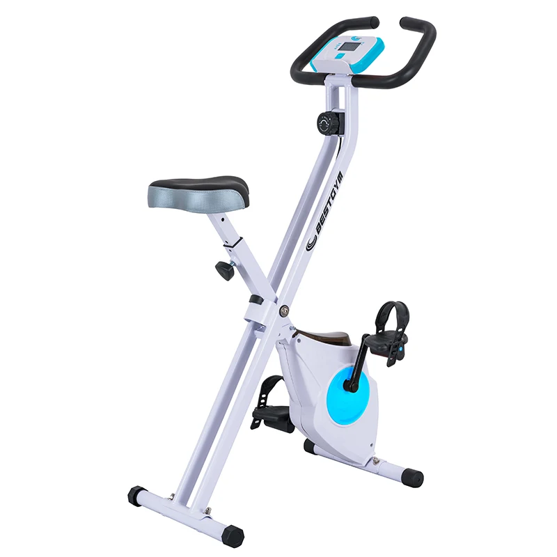 

Folding Mini Home Magnetic Resistance Fitness Exercise Bike Backrest Fitness Bike Indoor X-bike Cross Spin Fitness Trainer