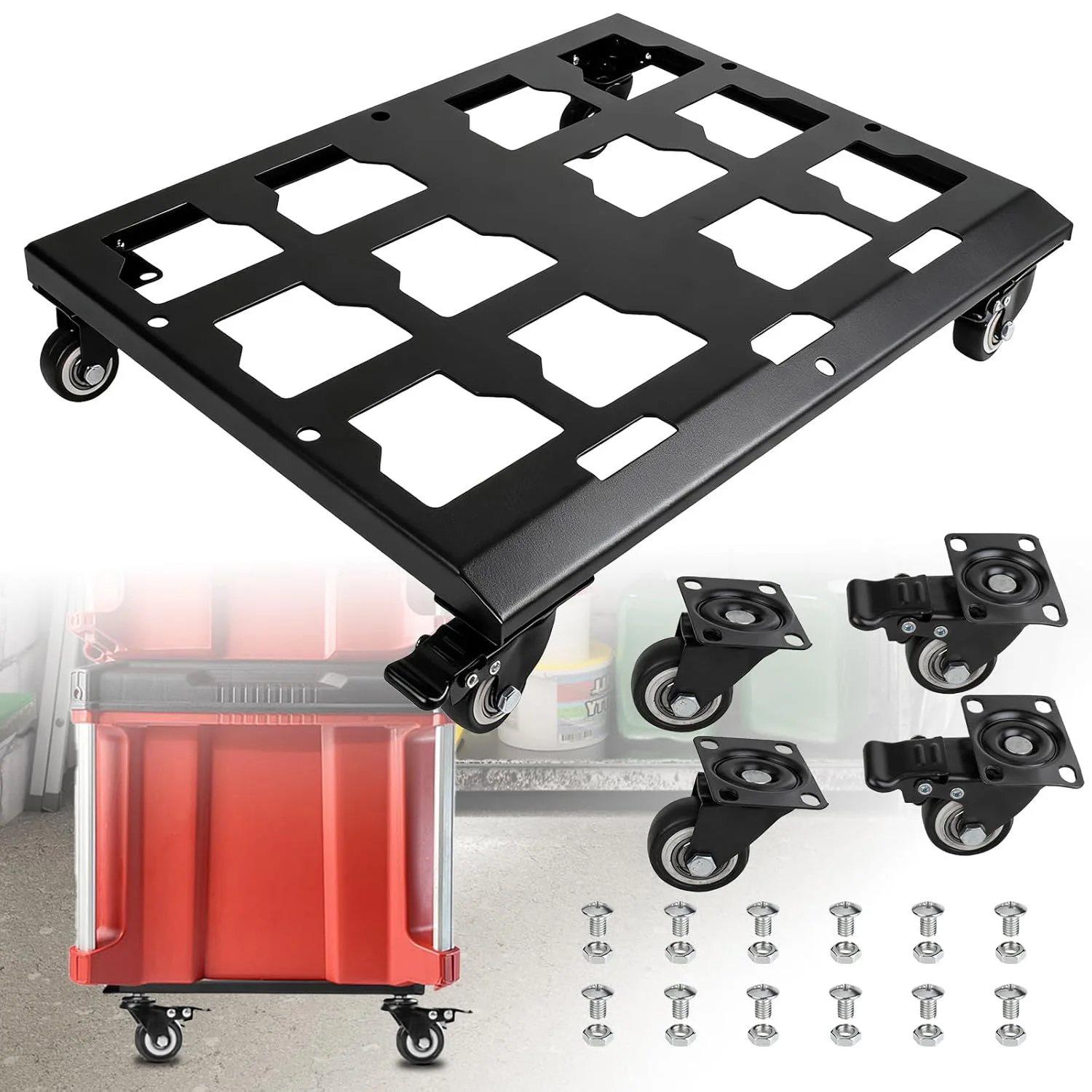 Tool Box Dolly Compatible with Milwaukee Packout Toolbox with Locking Casters