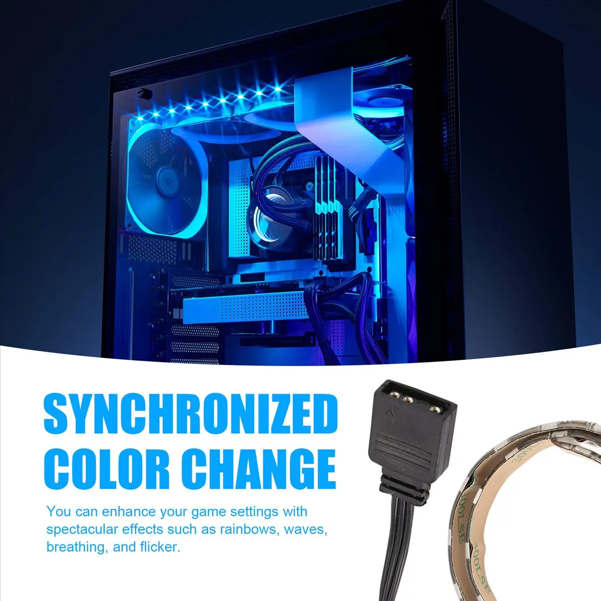 &ABDH& RGB Light Strip for PC Case Addressable LED Light Strip for Motherboard 5V 3-Pin Header Gaming Case Computer (0.5m)
