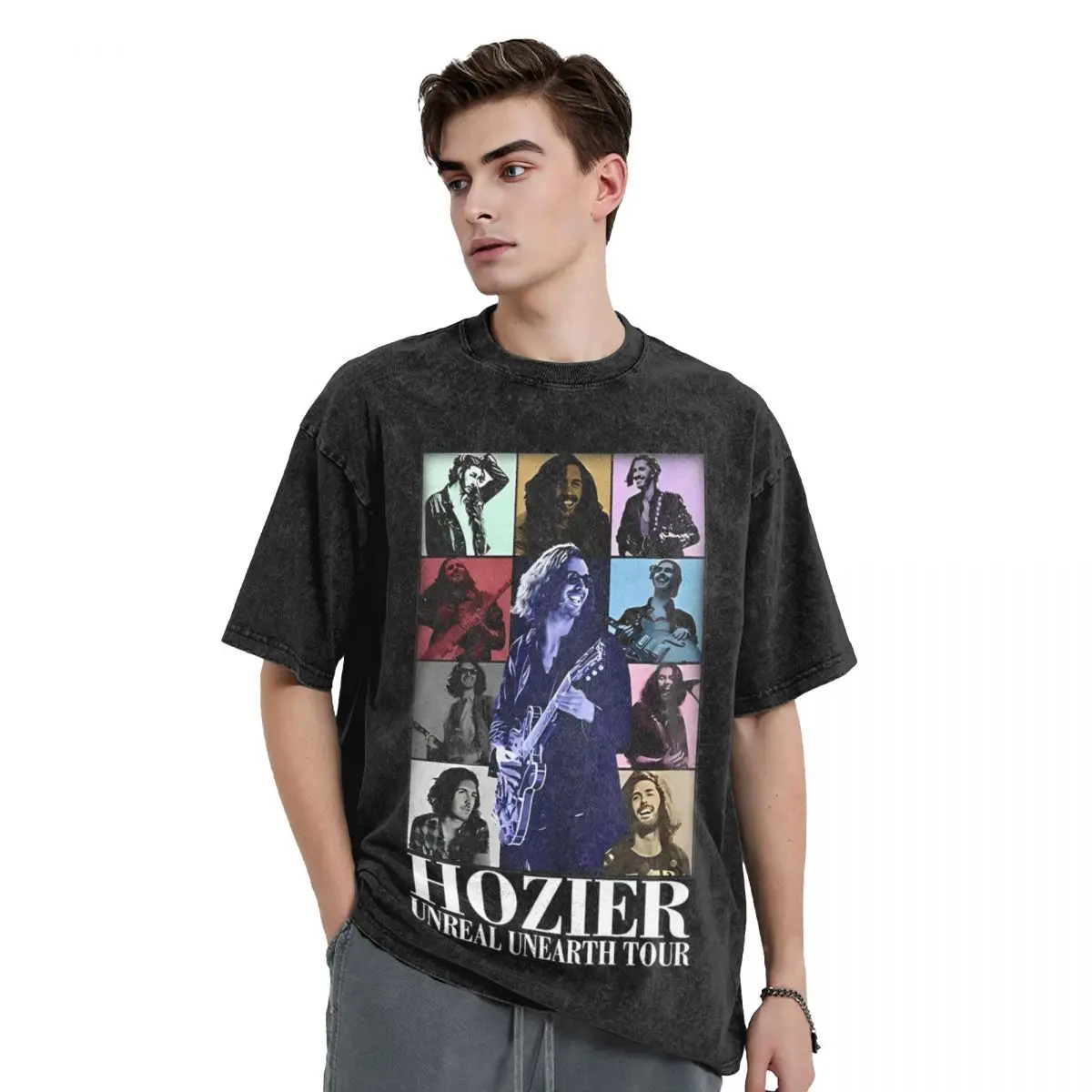 Washed T Shirt Hozier Tour 2024 Novelty T-Shirts Oversize Streetwear Short Sleeve Graphic Printed Tops Tee Shirt Men Women