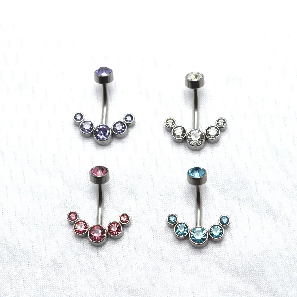1PC Stainless Steel Belly Button Rings 14G Internal Thread Steel Navel Piercing Rings for Women Crystal Sexy Belly Button Bars
