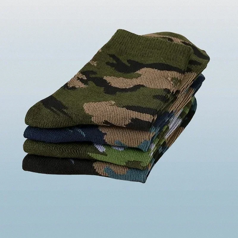 Calcetines cortos de camuflaje verde militar para hombre, medias de tubo medio, informales, cómodas, transpirables, de alta calidad, para primavera y otoño, 6/12 pares