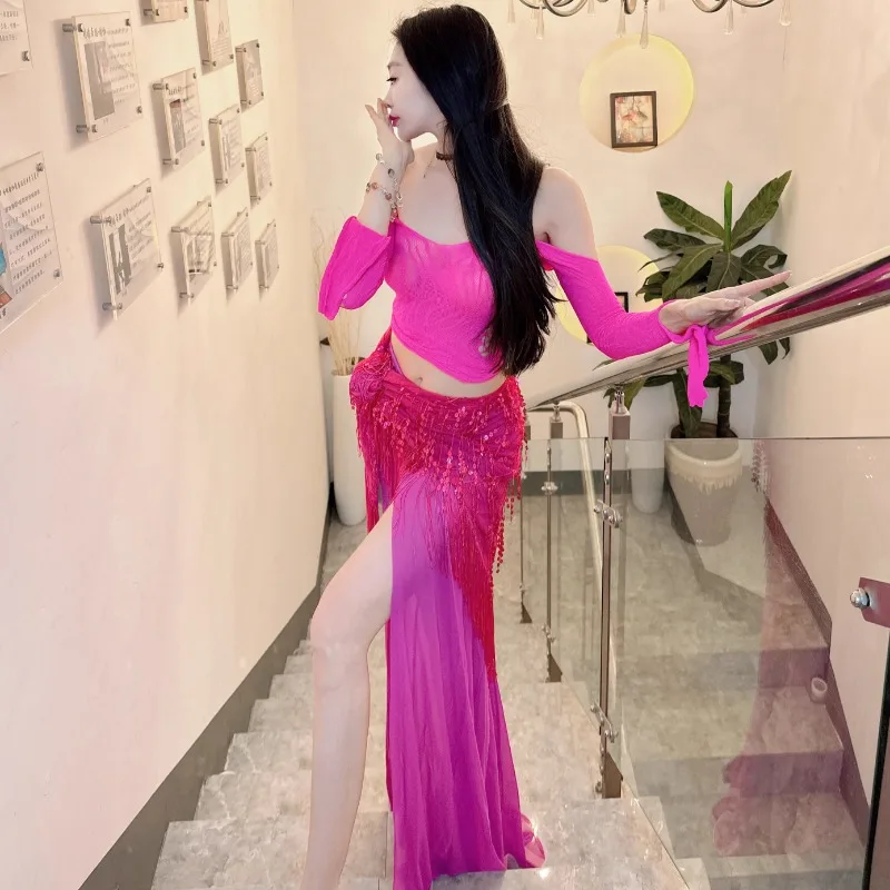 カスタマイズされたベリーダンス衣装 2025 新オリエンタルダンスハイエンド練習ドレスセクシーなオフショルダーパフォーマンスドレス初心者