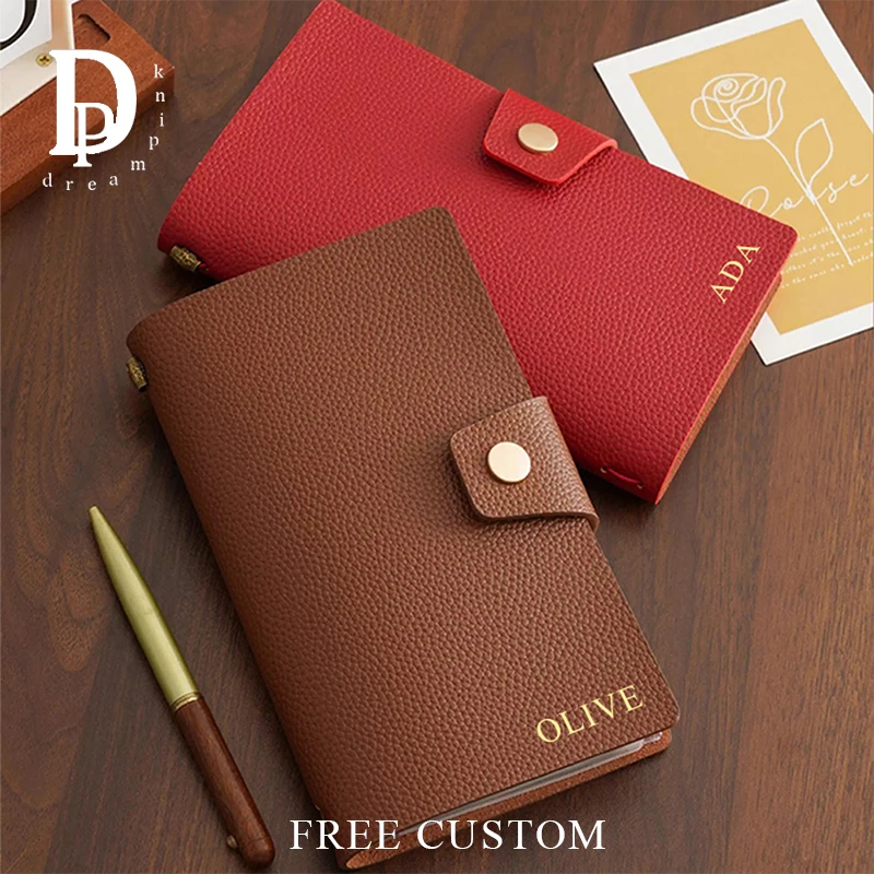 Peraonalize Nmae Multifunction Notebook Travel TN Diary Books Cowhide Cover Luxury Business Card Album Custom Letters File Bag