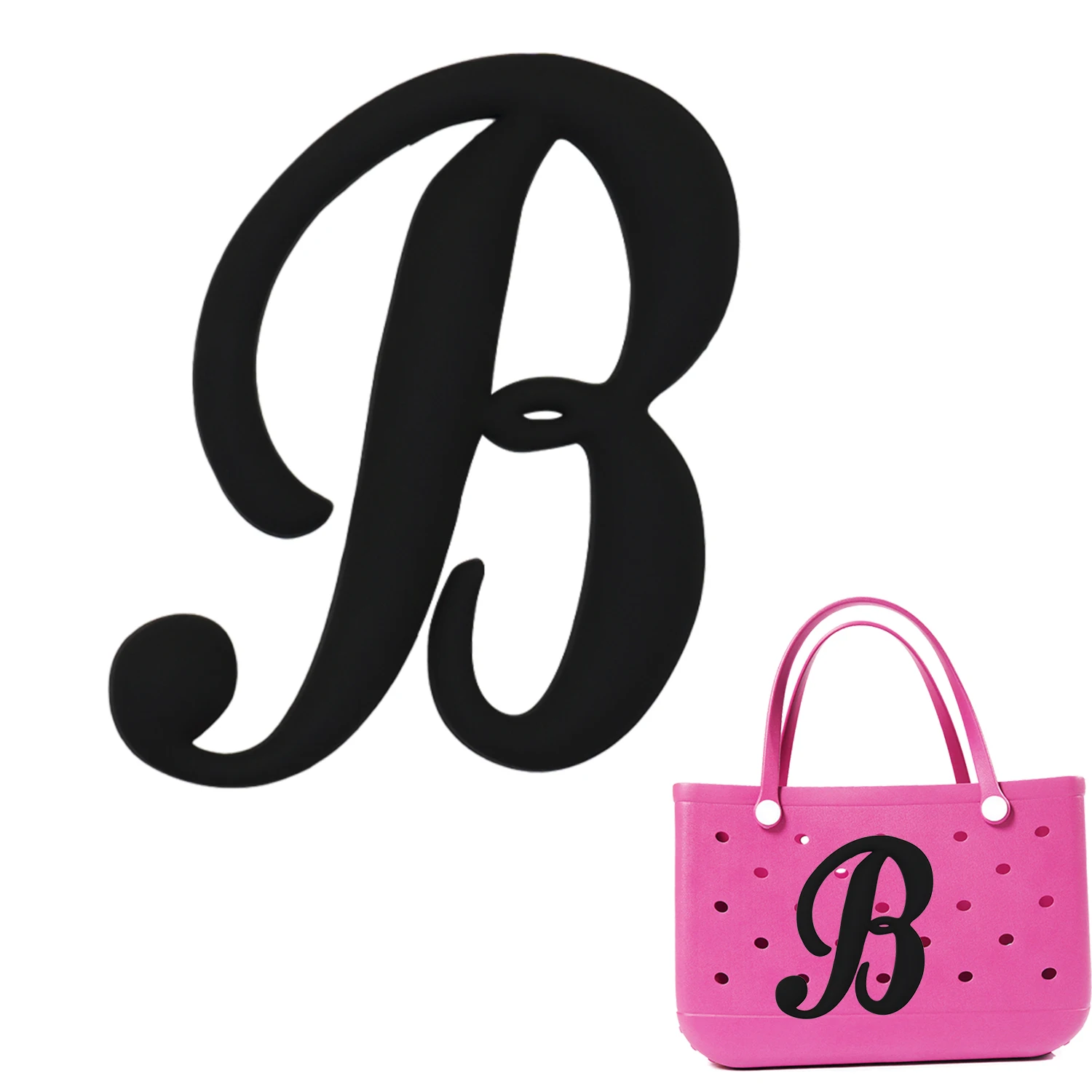 1/26pcs PVC Black Letter Decorative for with Hole Tote Bag Accessories for Girl Women Beach Hand Bag Charms Decorations Buckles