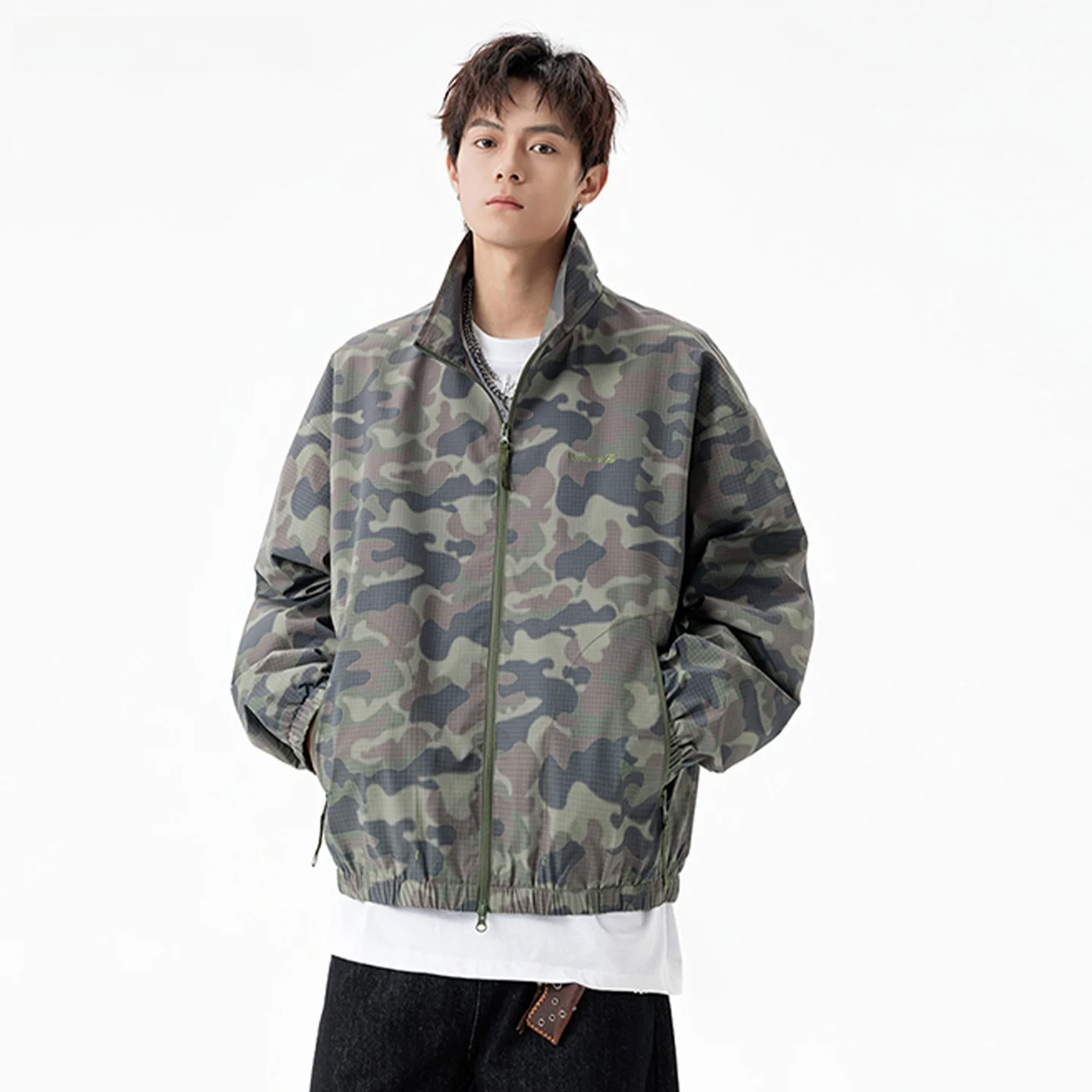 

Мужская камуфляжная куртка VIIOW для активного отдыха, быстросохнущая, спортивная, с воротником-стойкой, ветровка, осенняя новинка, модная, из полиэфирного волокна