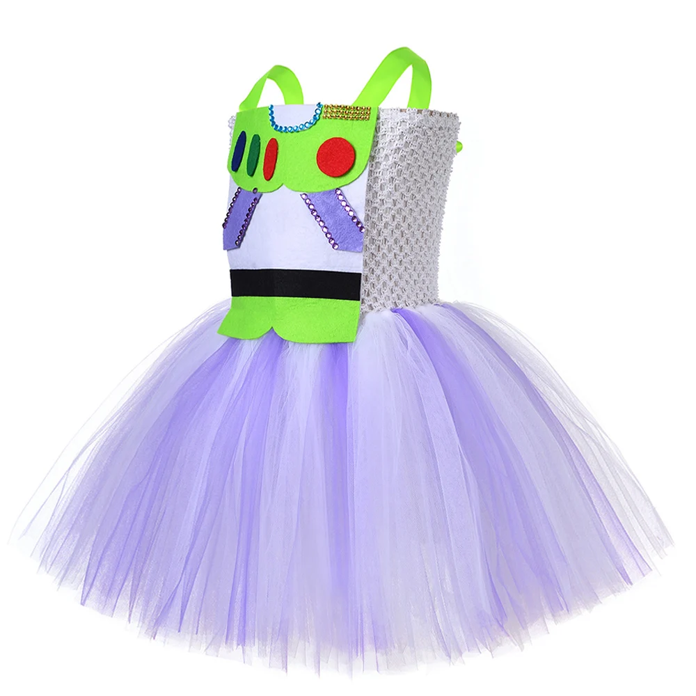 Toy Buzz Lightyear Costume for Girls Christmas Halloween Lined Tutu Dress fo Kids Birthday Outfit New Years Cartoon Toys Clothes