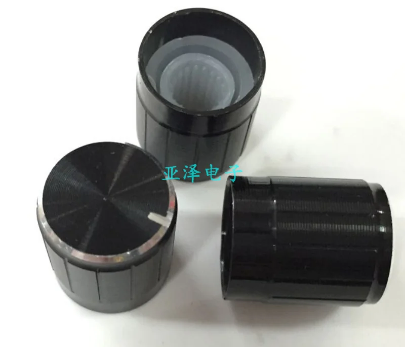 2PCS/lot Potentiometer matching knob 15 * 17 black aluminum alloy tangent with indication serrated hole knob rotating cap