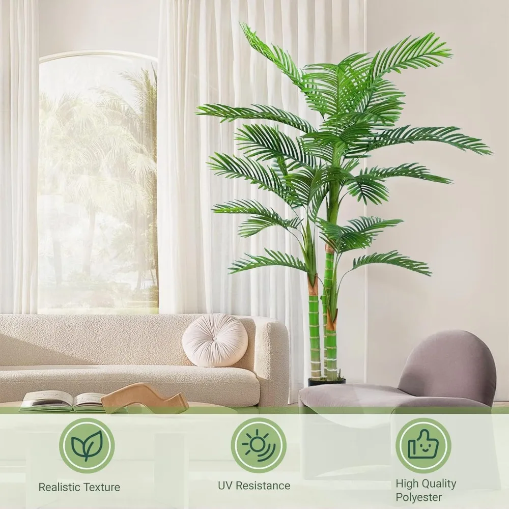 

2Pack Artificial Palm Tree, 6FT Artificial Palm Plant with Real Bark Design Faux Palm Tree for Indoor Outdoor Modern Decoration