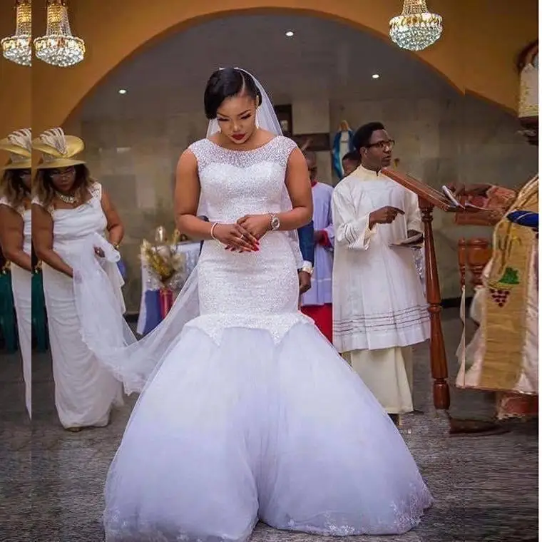 Vestidos de novia brillantes con cuentas completas para mujer, cola de la capilla, Espalda descubierta, negro, talla grande