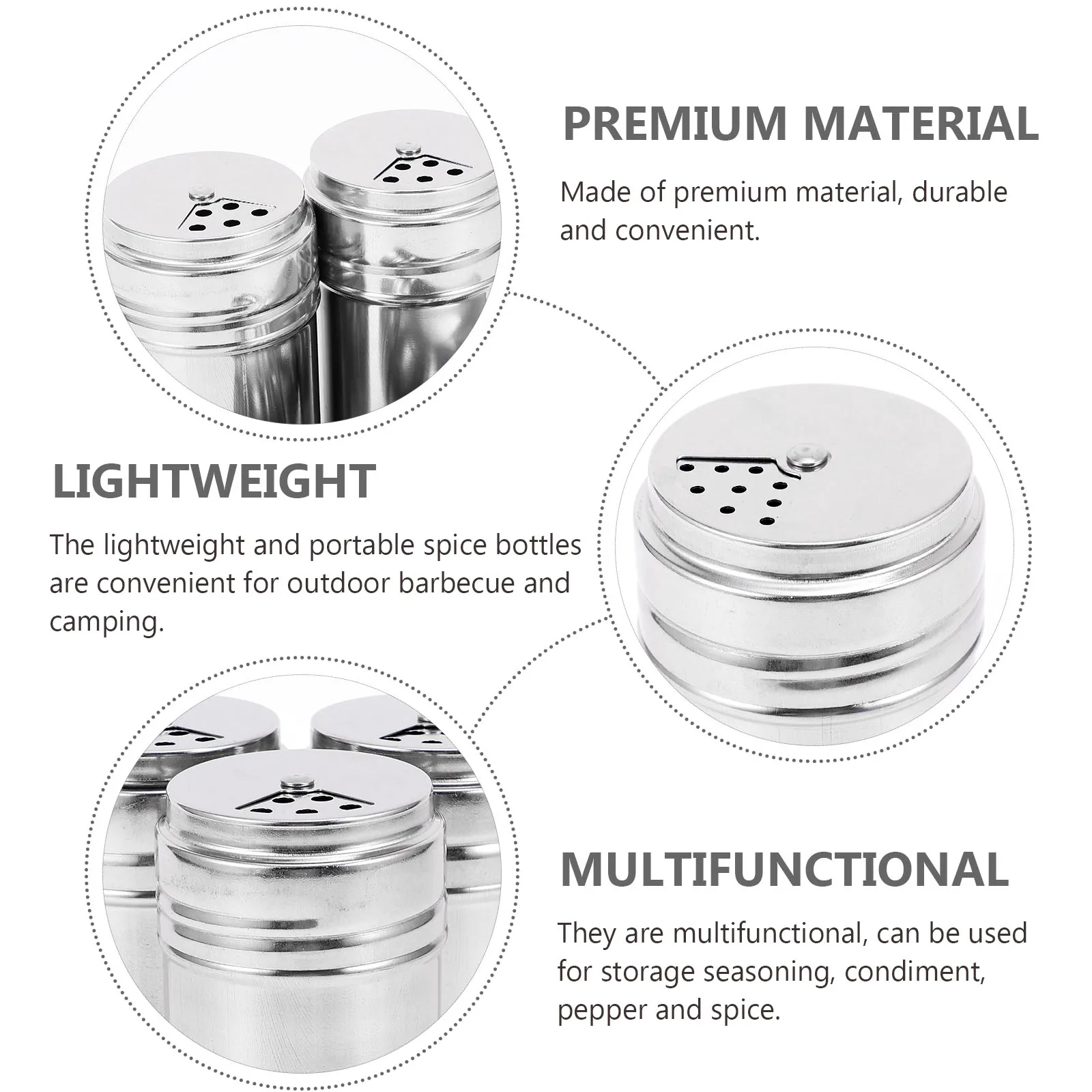 

3Pcs Stainless Steel Seasoning Jar Multipurpose Spice Shakers Condiment Storage Kitchen Seasoning Containers Toothpick Box