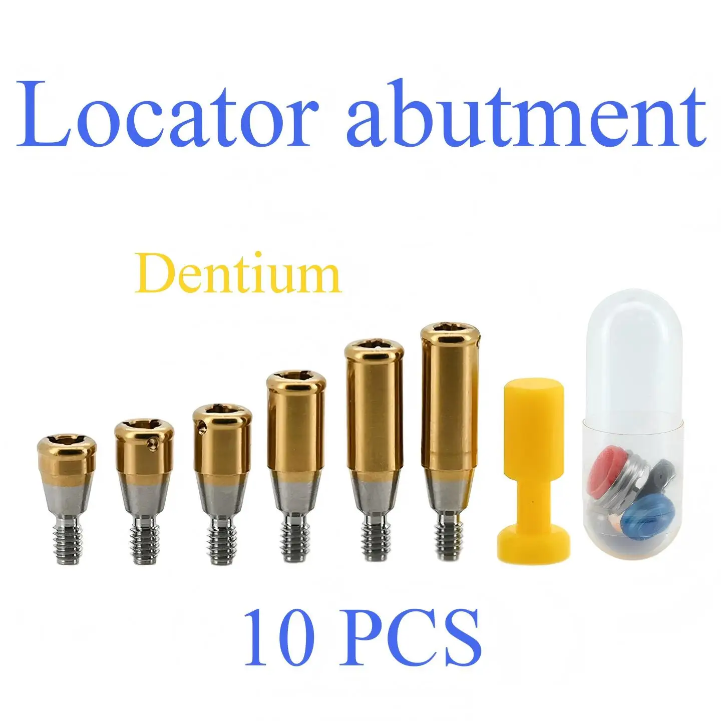 10Pcs Dental Overdenture Locator Abutments Compatible Dentium System Removable Denture Retention Silicone Retentive Caps Package