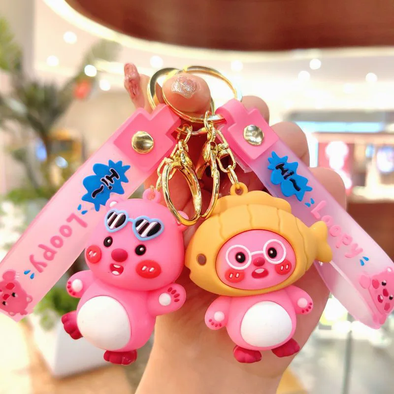 Cute Loopy Key Chain Pendant Small Beaver Doll Bag Ornaments Creative Key Chain Children's Toys Birthday Gift Couple Pendant.