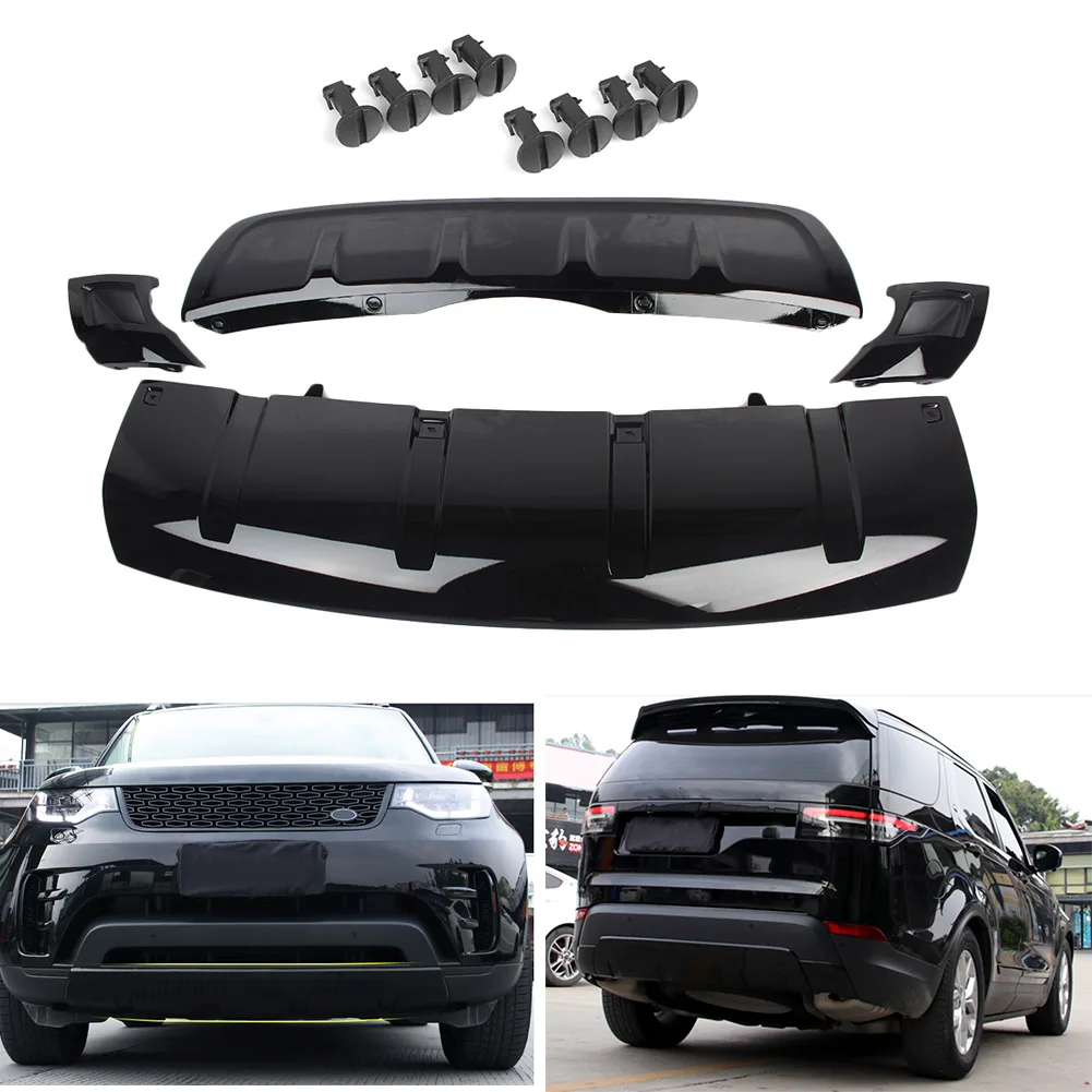 Car Front Rear Bumper Protector Guard Skid Plate Board Cover Trim Set For Land Rover Discovery 5 L462 2017 2018 2019 Gloss Black