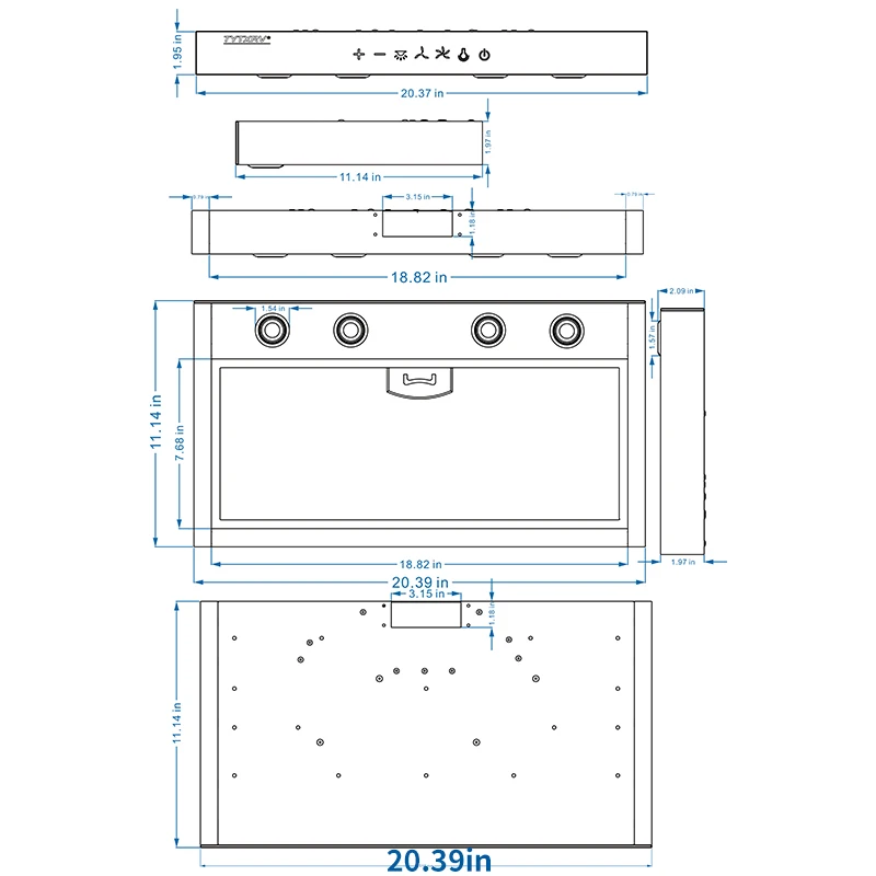 HEYRV RV 액세서리 고품질 RV 캐러밴 캠핑카 12V 제어판 연기 주방 배기 팬 RV 레인지 후드