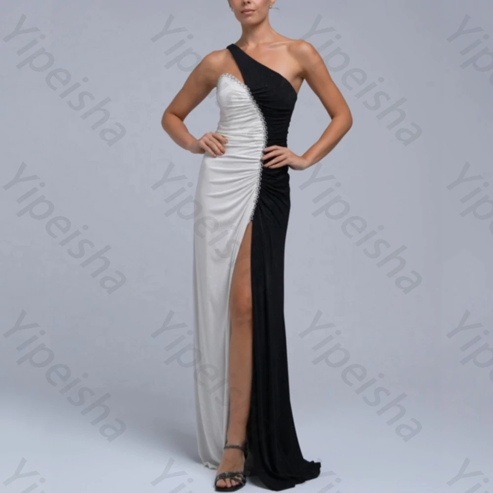 

One-shoulder Sleeveless Backless Evening Dresses Elegant Pleat Side Slit Dress Exquisite High Quality Prom Party Gown Customized