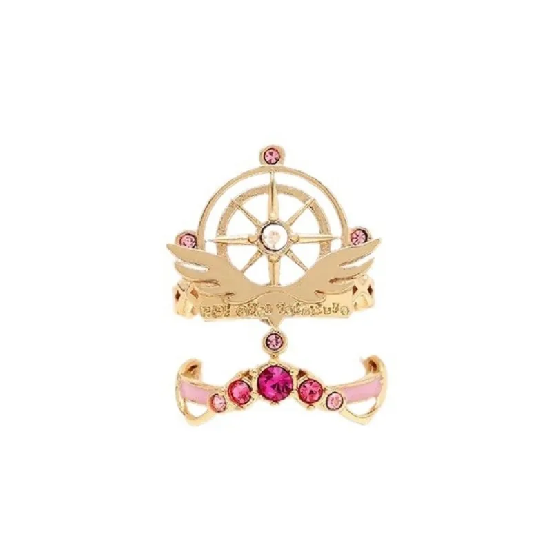 Puella Magi Madoka Magica Anime Ring Fashion Gold Color Rings Shine Zircon Design Cartoon Lady Jewelry Cosplay Accessories Gift
