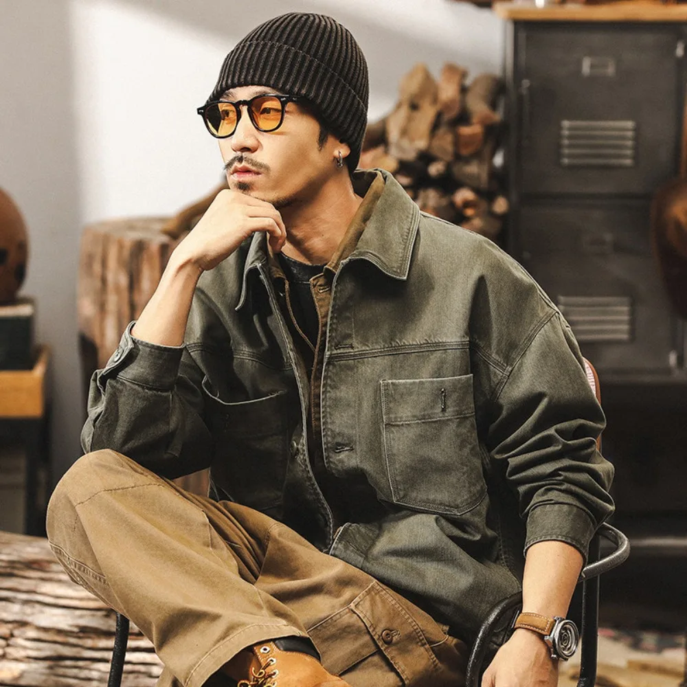 

A new retro American heavy-duty work jacket for men in spring, a trendy loose and casual jacket