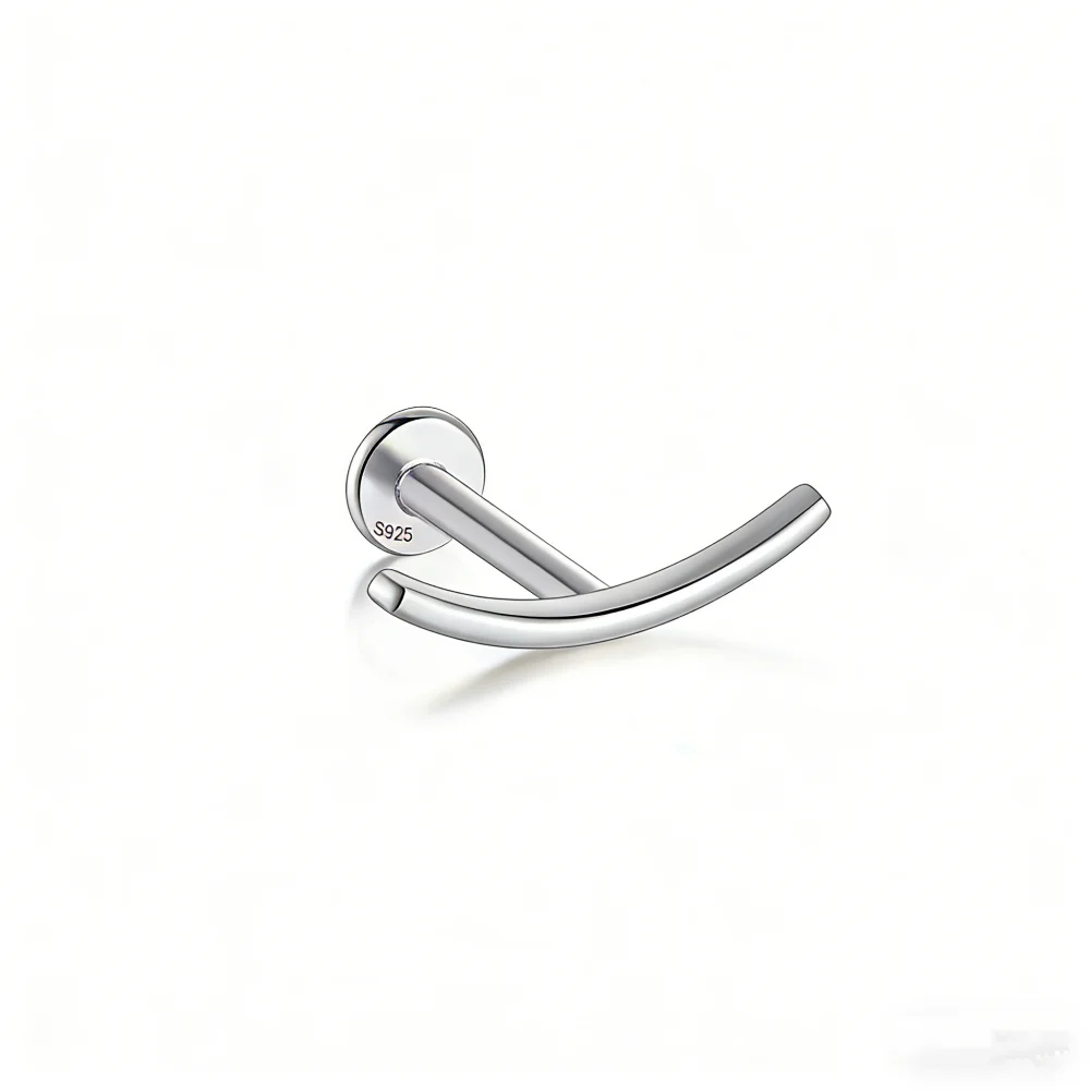 CANNER Silber 925 Sterling Piercing für Frauen, Herz-Ohrstecker, Schmuck, flache Rückseite, Ohrstecker für Helix, Tragus, Daith