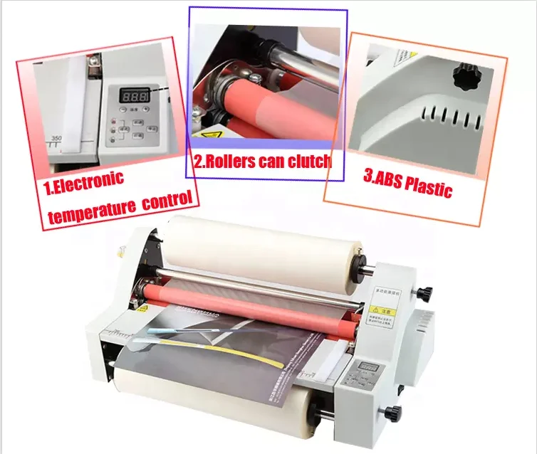 V-480 Single Double Sides A2 Paper Electric Hot Cold Roll Laminating Machine Desktop A3 A4 Hot And Cold Laminator Machine