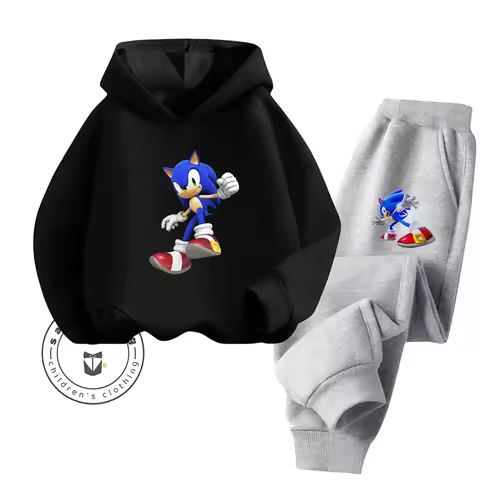 2025 Hot Sale 2D Sonic Cartoon Printed Hoodie Set Fashion For Children Teenagers Boys Girls Casual Autumn Winter