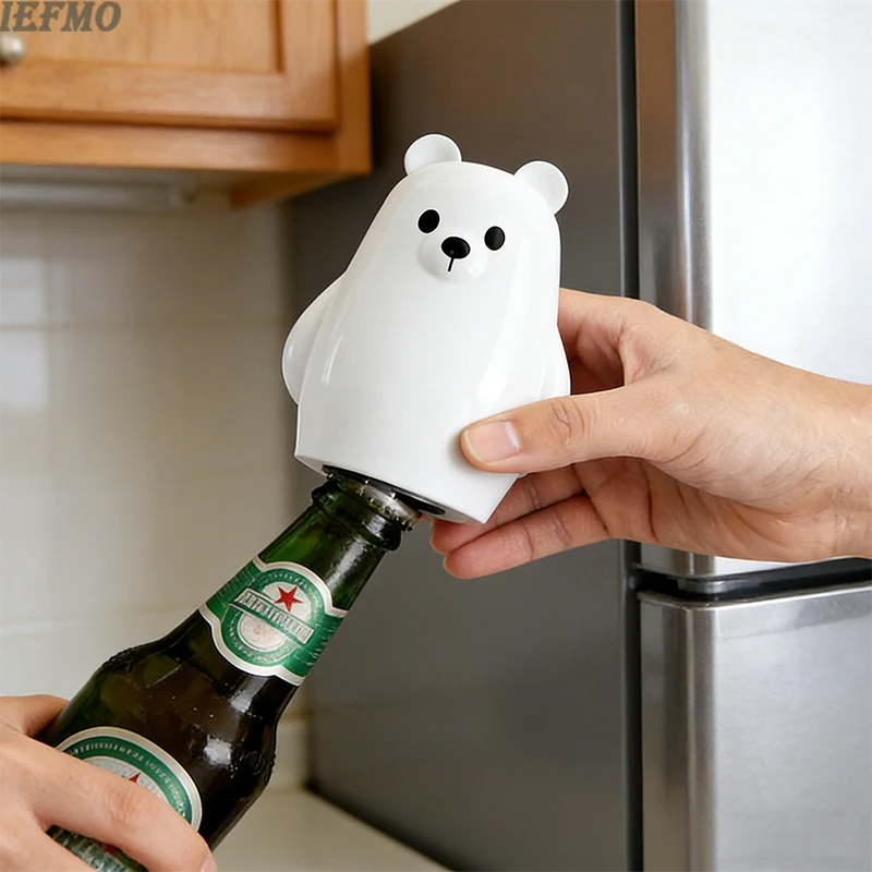 

Portable Push Down Bottle Opener Polar Bear Cute Cap Soda Can Remover Press Type Jar Opener Beer Kitchen Gadgets