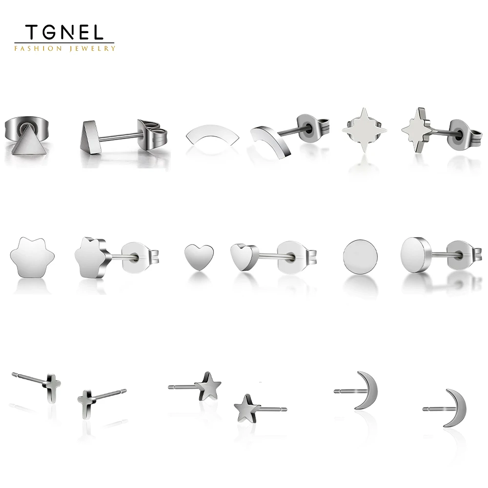 

TGNEL Stud Earrings Pure Titanium Nickel-Free Hypoallergenic Earrings for Sensitive Ears Triangle/Square/Rectangle Geometric