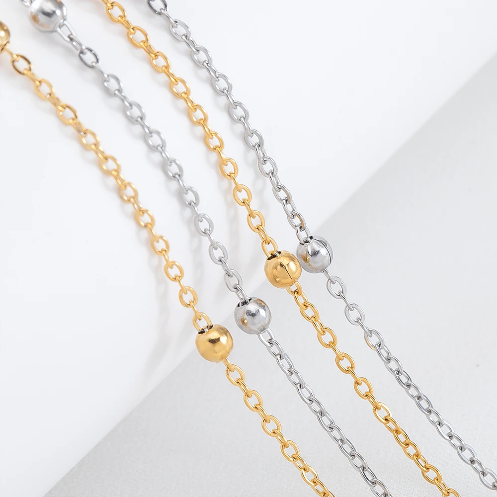 

2Meters/Lot Stainless Steel Side Spiral Link Chain Beads Chains For DIY Jewelry Necklace Bracelet Accessories Ball Making Chains
