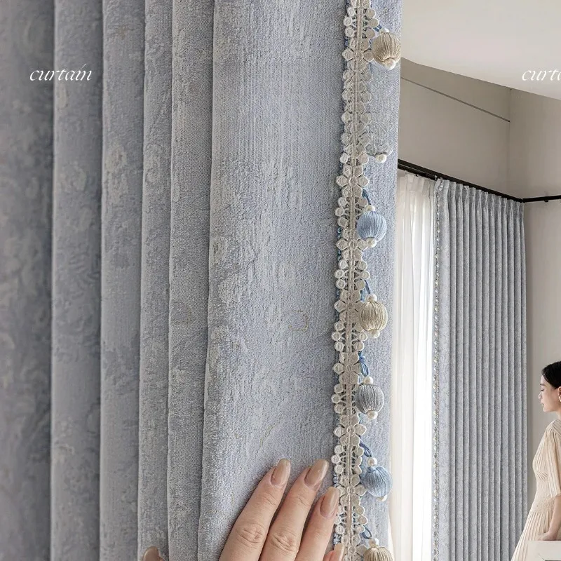 Curtains for Living Room Dining Blackout Beige French Cream Elegant Tulle Custom Size Fashion Champagne Luxury Modern Embossed