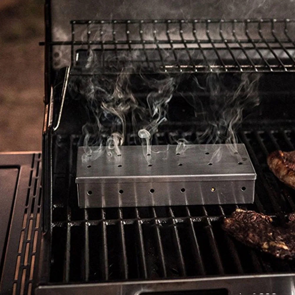 

1Set Bbq Charcoal Smoker Box Stainless Steel Durable Barbecue Grill Box High Temperature Resistant Outdoor Grilling Accessory
